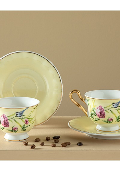 English Home Vanilla New Bone China 4 Parça 2 Kişilik Kahve Fincan Takımı Açık Sarı Açık Sarı