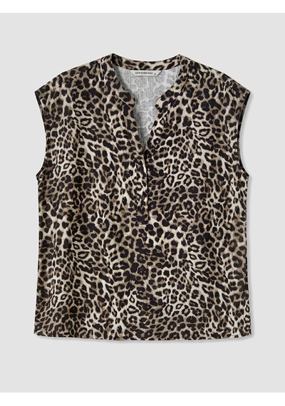 Lcw Everyday Kahverengi Kaçık Yaka Leopar Desenli Bluz