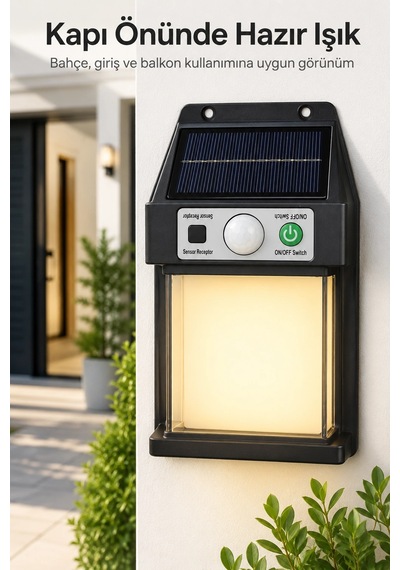 Güneş Enerjili Sensörlü Solar Aplik Duvar Tipi Dış Mekan Bahçe Balkon Işığı Diğer