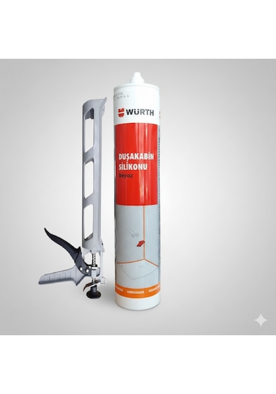 Würth Duşakabin Silikonu Beyaz Su Geçirmez Ve Sızdırmaz 310 Ml + Silikon Tabancası Beyaz