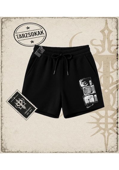 Tarzsokak Gotik & Grunge Streetwear Televısıon Unisex Şort Siyah