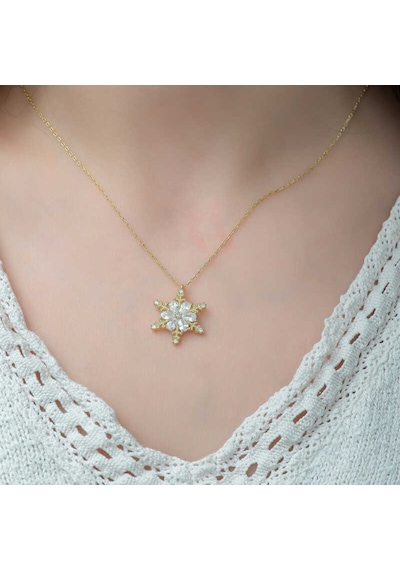 Gümüş Gold Kar Çiçeği Kadın Kolye (551173580)