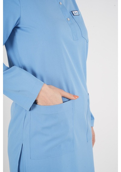 Bebe Mavi Renk Sakura Model Tesettür Doktor Hemşire Scrubs Üniforma Takımı Bebe Mavi