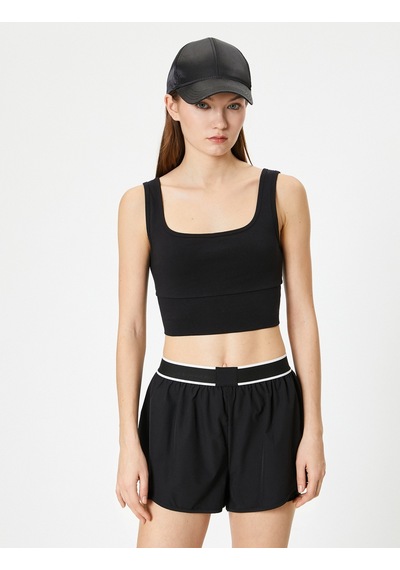 Koton Spor Yarım Atlet Kare Yaka Siyah 4sak30168nk Siyah