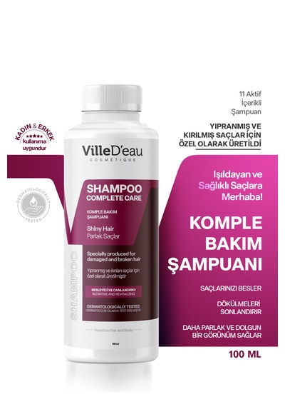 Villed'eau Yıpranmış Yağlı ve Kırılan Saçlar için Dökülme Karşıtı Şampuan 100 ML