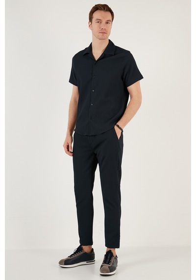 Buratti Apaş Yaka Kısa Kollu Regular Fit Erkek Gömlek Cf24S117842 Lacivert