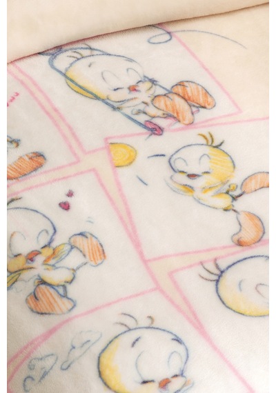 Puffy Tweety Frame Wellsoft Lisanslı Bebek Battaniyesi - Sarı