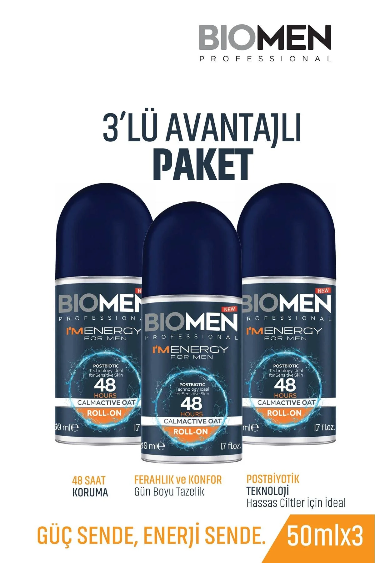 Roll-on For Men Ferahlatıcı Etki I'm Energy 3x 50 Ml