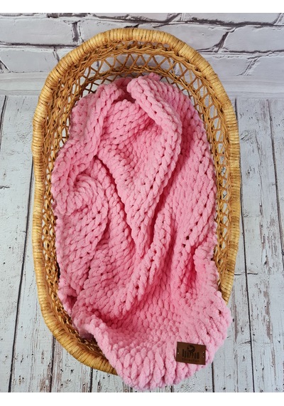 Pufy El Örgüsü Battaniye Acık Pembe El Örgüsü Bebek Battaniyesi Pembe