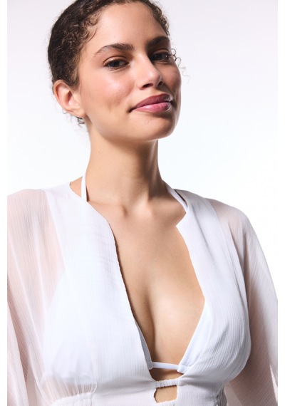 Penti Beyaz Basic Şifon V Yaka Mini Kaftan