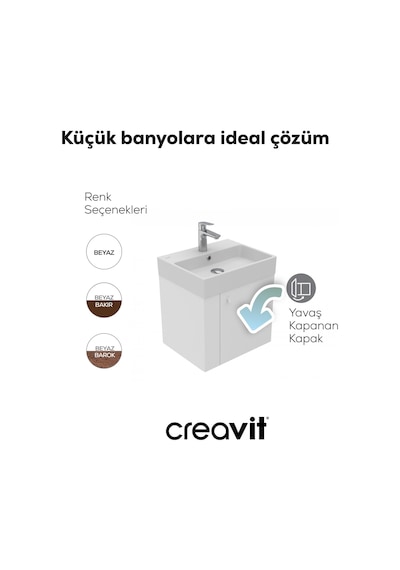 Creavit Font Lavabo Dolabı 50 Cm Beyaz