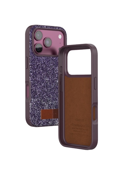 Onegif Apple İphone 18 Pro Uyumlu Bright Simli Kapak - Bordo Çok Renkli