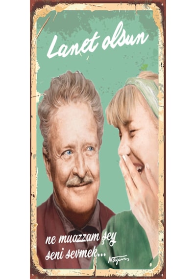 nazım hikmet ve vera mini retro ahşap poster