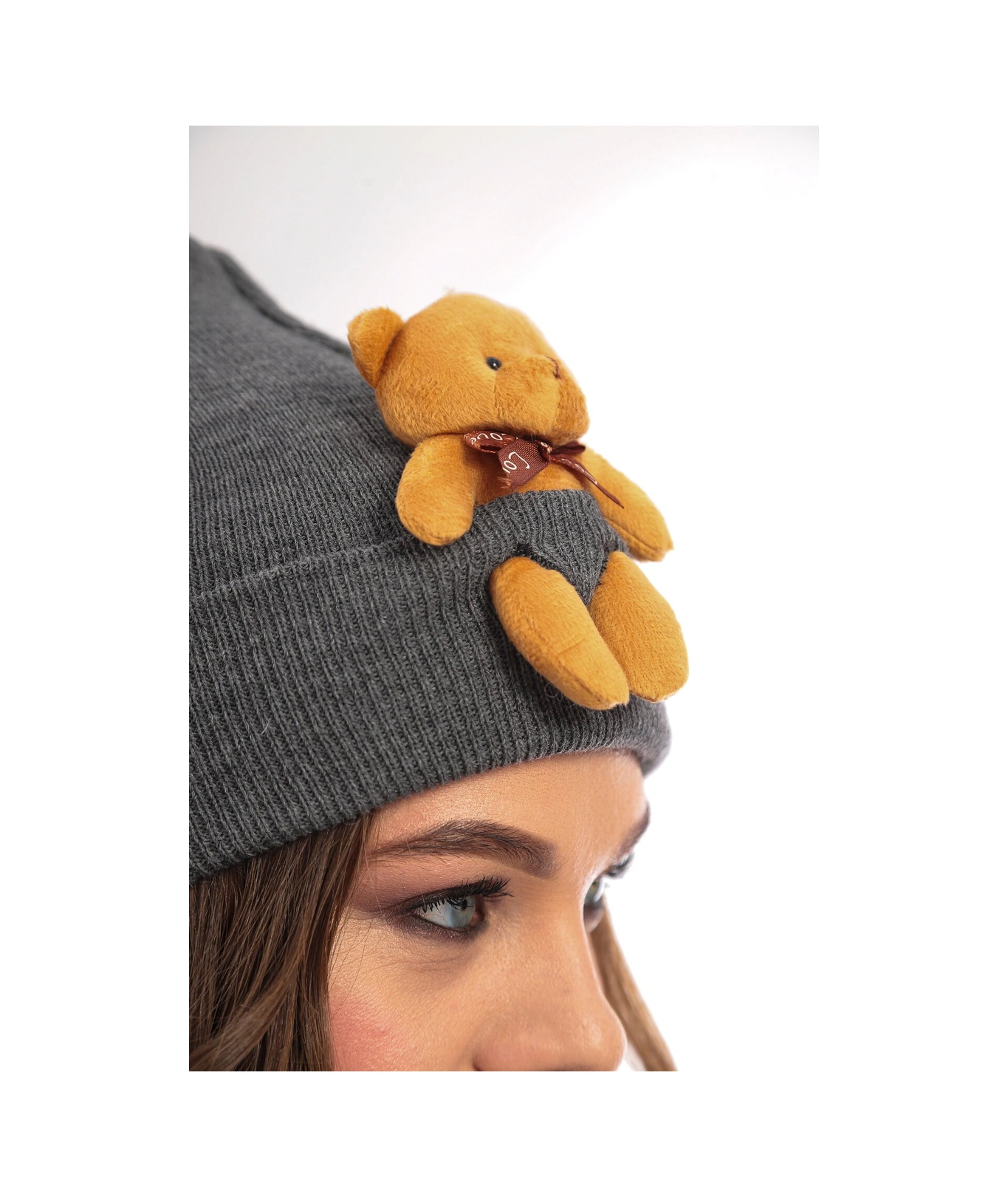 Mamayaga Unisex Ayılı Spor Şık Tasarım Hediyelik Bebe Mavisi Bere gri