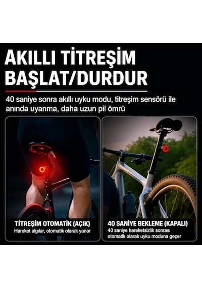 Akıllı Fren Sensörlü Bisiklet Arka Lambası