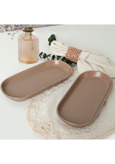 Keramika Mat Toprak Noyan Kayık Tabak 2 Adet 26 Cm 977