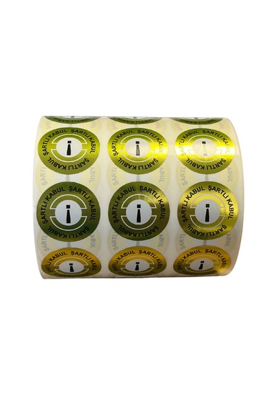 Pp Metalize Kalite Kontrol Şartlı Kabul Etiketi 25mm Çap 2500 Adet Yan Yana 3 Lü