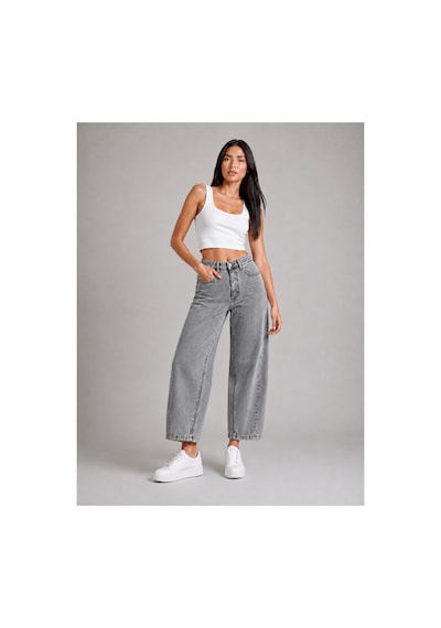 Bluemarlin Kar Siyah Yan Pens İşlemli Parçalı Tam Kalıp Baggy Jeans Siyah