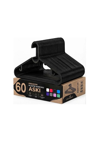 Coverest 60 Adet Slim Plastik Elbise Askısı Diğer