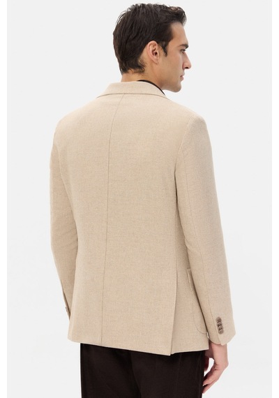 D's Damat Ds Damat Slim Fit Bej Diyogonal Kumaş Ceket 5hc04ır06494m Bej