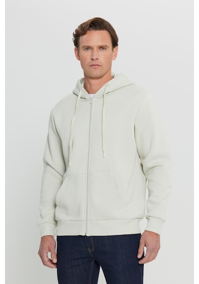AC&Co / Altınyıldız Classics Erkek Bej Standart Fit Normal Kesim Kapüşonlu Fermuarlı  Sweatshirt Bej