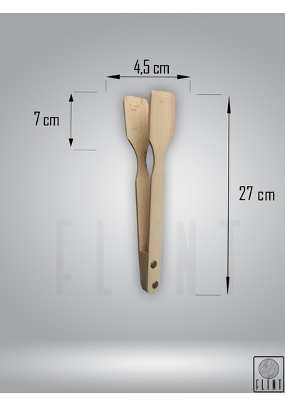 Gürgen Ahşap Tahta Kaşık Çatal Spatula Maşa 4'lü Set Servis Seti