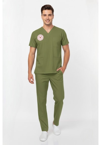 Unisex Çimen Yeşili Eczacı Scrubs Üniforma Takım Grasshopper Sağlık Bakanlığı Yeni Yön. Uygun Çimen Yeşili