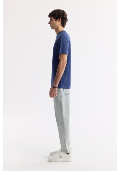 Avva Erkek İndigo Bisiklet Yaka Bi-stretch Soft Touch Basic Regular Fit T-shirt B001031