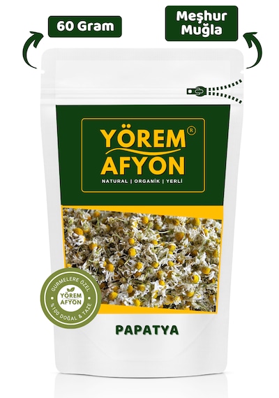 Yörem Afyon Meşhur Muğla Yöresinden Güneş Kurusu Kokulu Kuru Mayıs Papatyası Matricaria Chamomila 60gr