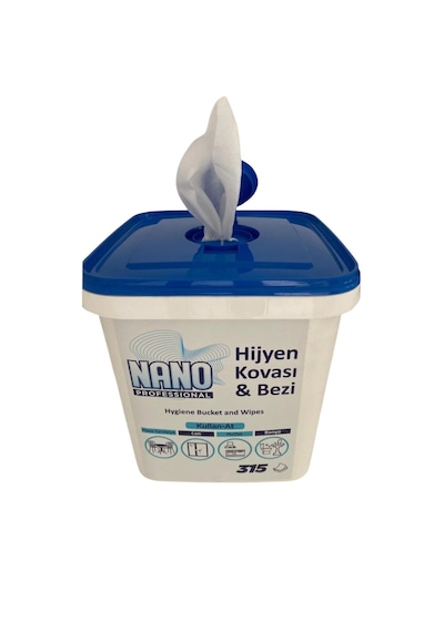 Nano Professıonal Hijyen Yüzey Islak Temizlik Havlusu Kova Mendil 315 Adet Beyaz
