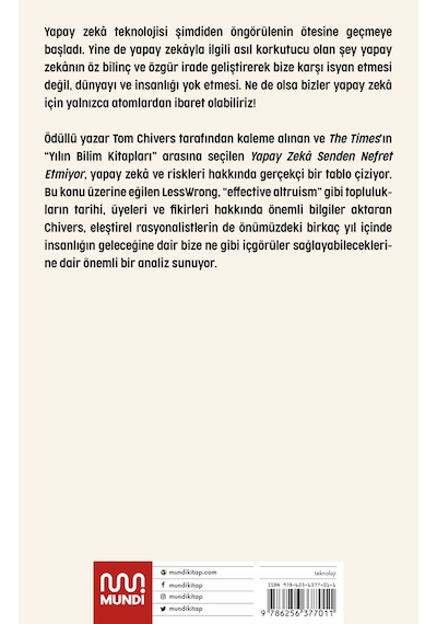 Yapay Zeka Senden Nefret Etmiyor  - Tom Chivers  - Mundi