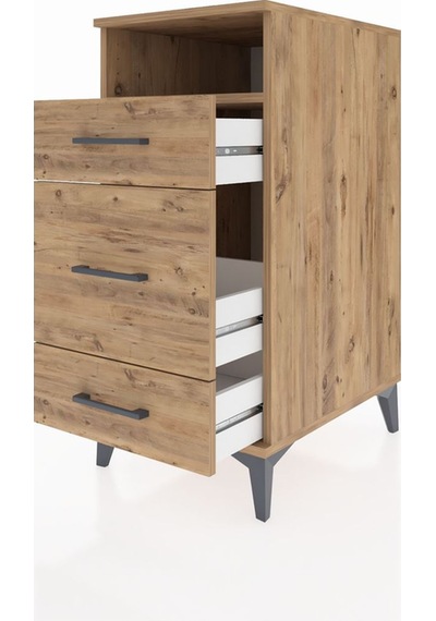 Kronos Komodin Tek Raflı 3 Çekmeceli 44x59x96 Çam-çam Çam