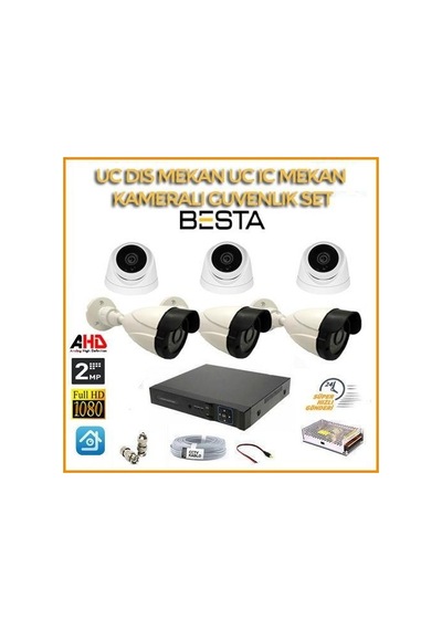2mp 1080p 3 Dış Mekan 3 İç Mekan Kameralı Ahd Güvenlik Seti