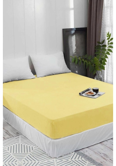 Lionas Lastiksiz Çift Kişilik Düz Renk Çarşaf 220x240 Cm Sarı