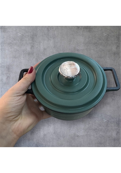 14 Cm Mini Döküm Teflon Tencere Yeşil