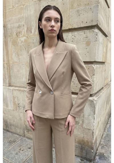 Hiccup My Fashıon Şal Yakalı Düğmeli Blazer Ceket Deve Kahvesi