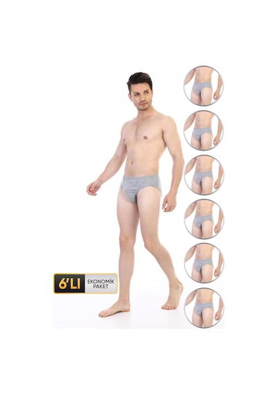 Çift Kaplan Erkek Süprem Gri Melanj Slip 741 6'lı Ekonomik Paket Gri