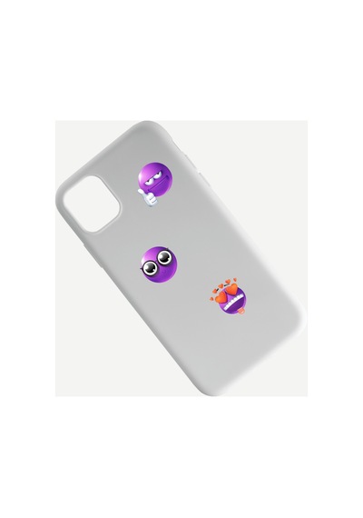 48 Adet Mor Komik Emoji Sticker Seti - Etiket Seti Scrapbook Bullet Journal