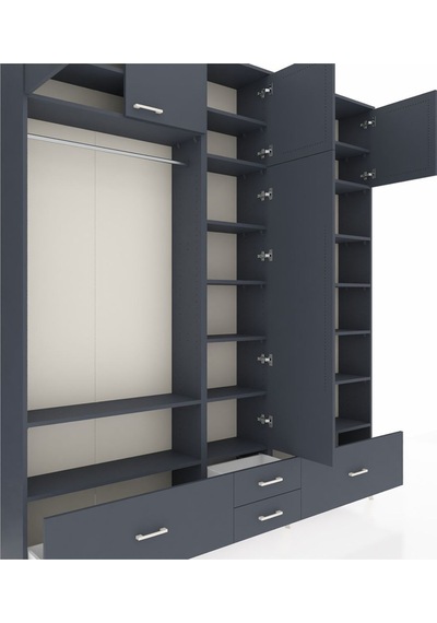 Arges Dolap 18 Raflı 4 Çekmeceli Tek Askılı 220x30x243 Antrasit-antrasit/antrasit Antrasıt/antrasıt Arges Dolap 18 Raflı 4 Çekmeceli Tek Askılı 220x30x243 Antrasit-antrasit/antrasit Antrasıt/antrasıt