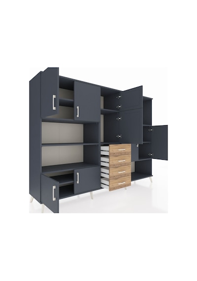 Hyperion Dolap 10 Raflı 4 Çekmeceli 8 Kapaklı 220x44x163 Antrasit Antrasit-antrasit/çam Hyperion Dolap 10 Raflı 4 Çekmeceli 8 Kapaklı 220x44x163 Antrasit Antrasit-antrasit/çam