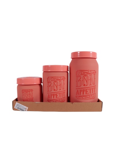Herevin 171601-802 Desenli Kavanoz Seti 3'lü 425-660-1000 Ml Pembe