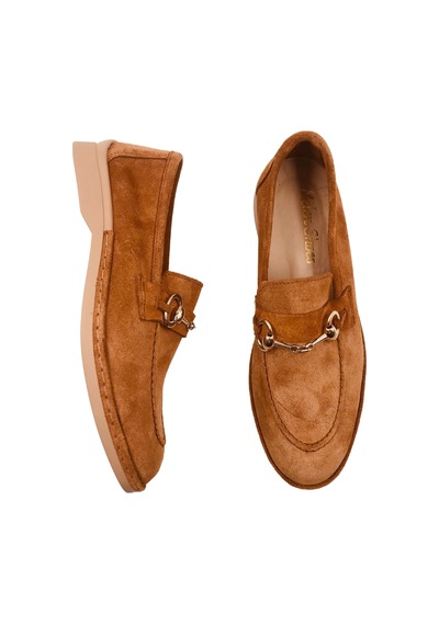 Scarpe Taba Hakiki Deri Kadın Süet Babet Ayakkabı Taba