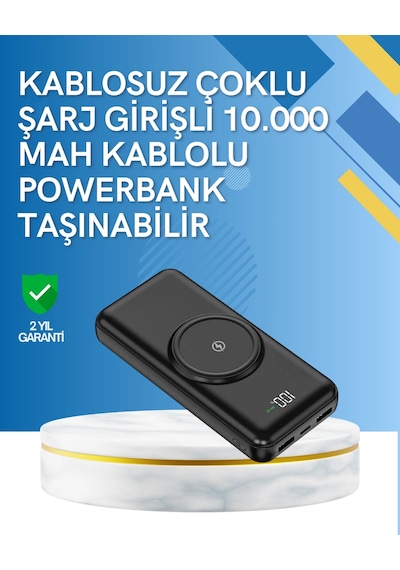 Hubrendy Tekno İphone Ve Android Uyumlu 10000mah Powerbank Hem Kablolu Hem Kablosuz Diğer
