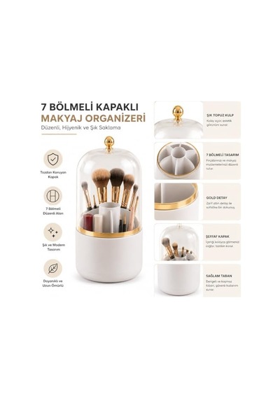 Orret Home 7 Bölmeli Kapaklı Makyaj Fırçası Organizeri, Şeffaf Kapaklı Kompakt Kozmetik Düzenleyici, Gold Detaylı Tozdan Koruyan Makyaj Malzemesi Kutusu Açık Kahverengi Orret Home 7 Bölmeli Kapaklı Makyaj Fırçası Organizeri, Şeffaf Kapaklı Kompakt Kozmetik Düzenleyici, Gold Detaylı Tozdan Koruyan Makyaj Malzemesi Kutusu Açık Kahverengi