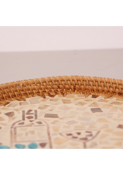 Anita 30 X3 Cm Sedefli Rattan Tepsi & Duvar Dekoru Mix