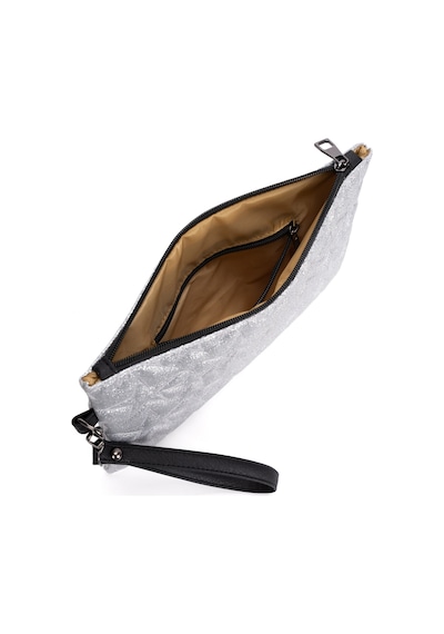 Newish Polo Kadın Simli Yıldız Desenli Bilek Askılı Portföy/clutch El Çantası Gri