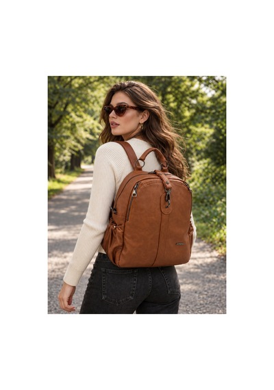 Just Polo Kadın Günlük Şık Ve Fonksiyonel Model Çok Bölmeli Sırt Çantası 377039gny Taba