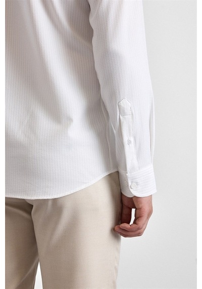 Süvari Ekru Slim Düğmeli Yaka Casual Gömlek Gm1008400366-bj1