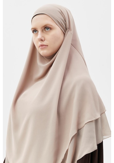 Altobeh Hazır Pratik Şifon Üç Katlı Peçeli Üçgen Hac Umre Şalı Sufle Hijab Nikap Kum Beji