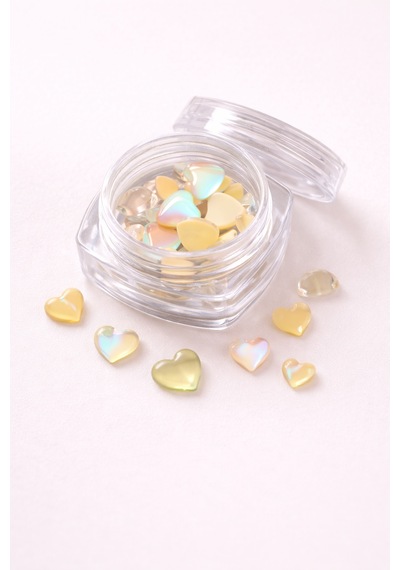 Aurora Yellow Mix Boy Kalp Tırnak Taşı Kavanozlu